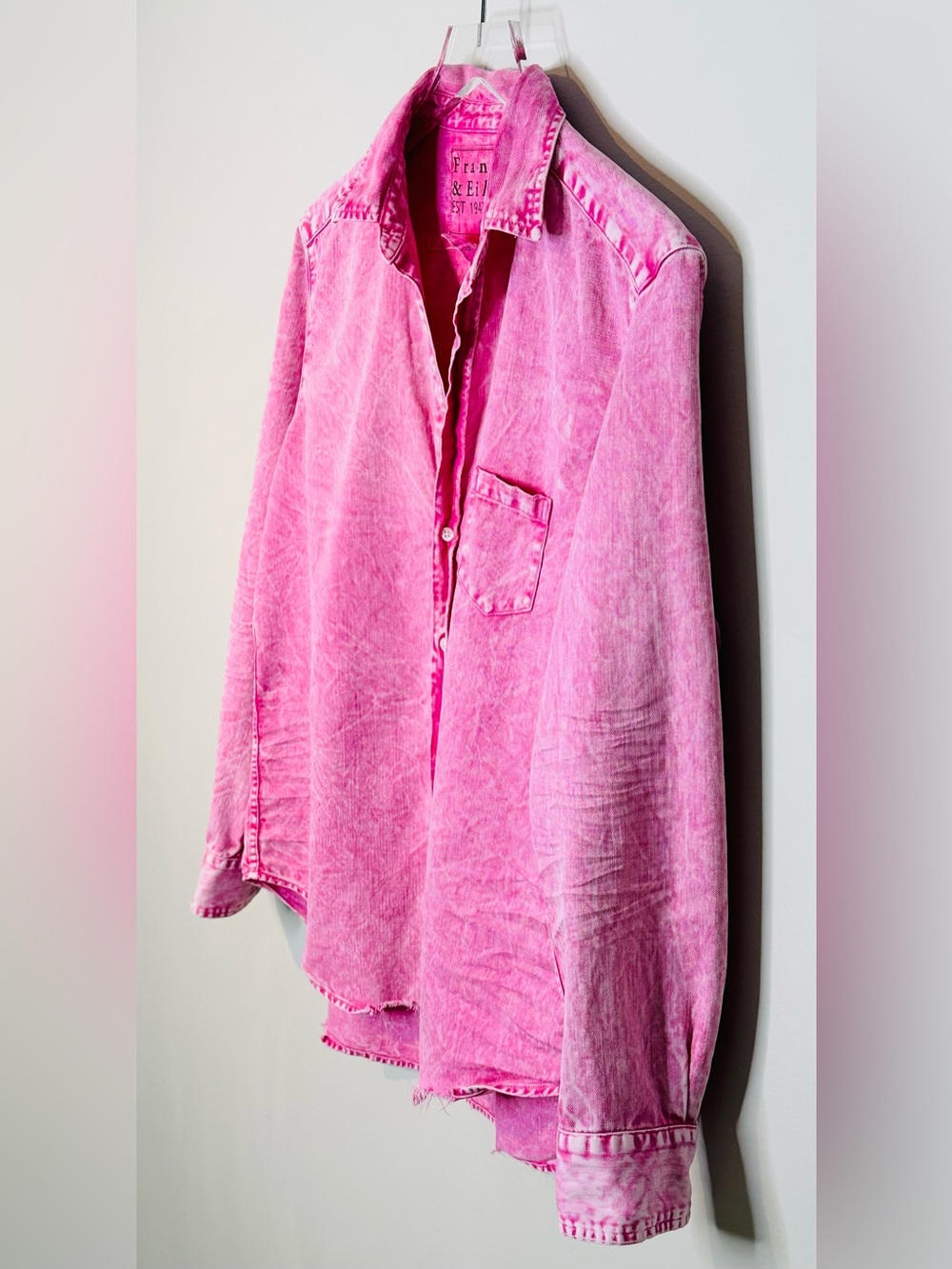 Frank & Eileen Pink Mineral Acid Wash Button Down Shirt Top - Picture 6 of 16